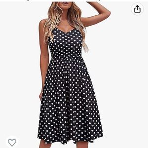 Xhilaration Navy Blue/white Poka dot Dress Med